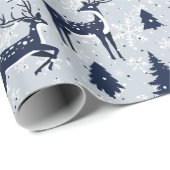 冬の鹿と雪の結晶クリスマス ラッピングペーパー (ロールコーナー)
