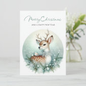 冬の鹿と雪の花の襟 シーズンカード (スタンド正面)