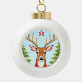 🦌 冬の鹿のふしぎな世界 クリスマスのチャーム ❄️ セラミックボールオーナメント
