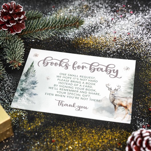 冬の鹿のウッドランドベビー エンクロージャーカード