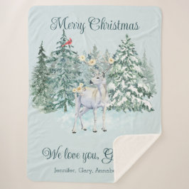 冬の鹿のカスタムクリスマス シェルパブランケット