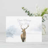 冬の鹿のクリスマスホリデー エレガントなスクリプト シーズンカード (スタンド正面)