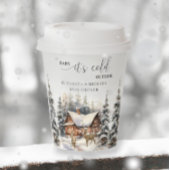 冬の鹿の森ベビー外は寒い 紙コップ