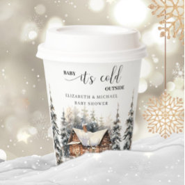 冬の鹿の森ベビー外は寒い 紙コップ