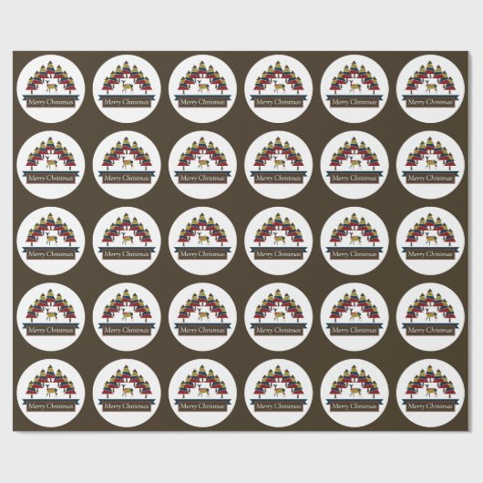 冬の鹿の森メリークリスマスサークルラピン ラッピングペーパー (フラット)