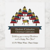 冬の鹿の森メリークリスマスワインラベル ワインラベル (シングルラベル)