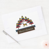冬の鹿の森メリークリスマス角型スティ 長方形シール (封筒)