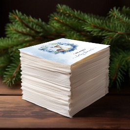 冬の鹿の水の色ベビーシャワー スタンダードカクテルナプキン