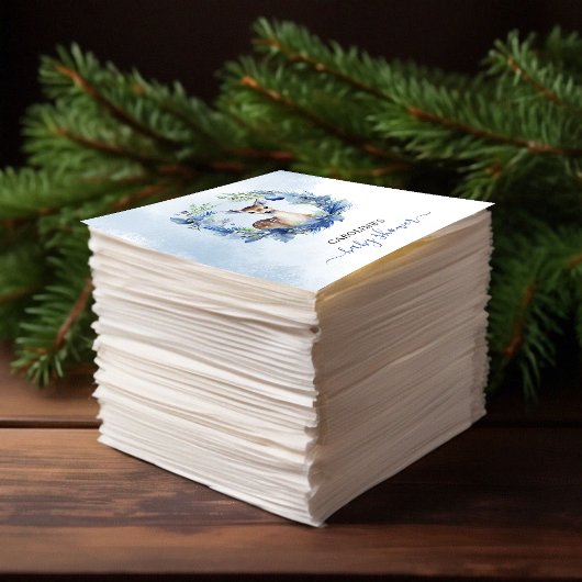 冬の鹿の水の色ベビーシャワー スタンダードカクテルナプキン