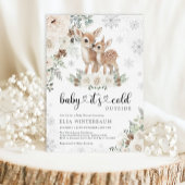 冬の鹿の白いフローラ雪片ベビーシャワー 招待状