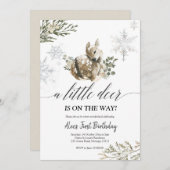 冬の鹿の赤ちゃんシャワーの招待 招待状 (正面/裏面)