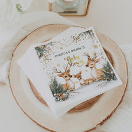 冬の鹿の赤ちゃんシャワー スタンダードランチョンナプキン