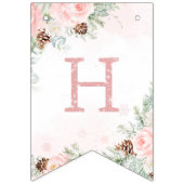 冬の鹿の赤面ウィンクエバーグリーン女の子の誕生日 バンティングフラッグ (第2の旗)