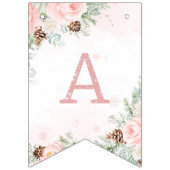 冬の鹿の赤面ウィンクエバーグリーン女の子の誕生日 バンティングフラッグ (第3の旗)