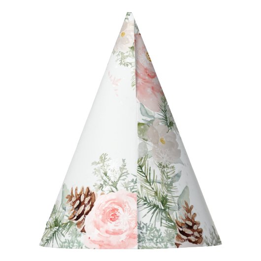 冬の鹿の赤面ピンクの誕生日 パーティーハット (裏面)