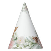 冬の鹿の赤面ピンクの誕生日 パーティーハット (右)