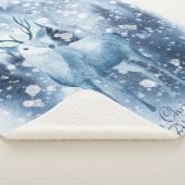 冬の鹿の雪の山クリスマス シェルパブランケット (3/4)