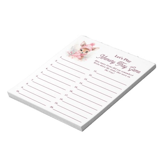 冬の鹿ガール赤ちゃんシャワー記憶トレイゲーム ノートパッド (回転)