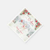 冬の鹿クリスマススノーフレーク赤ちゃんシャワー スタンダードカクテルナプキン (角)