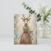 冬の鹿コラージュ ポストカード (スタンド正面)