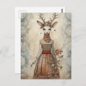 冬の鹿コラージュ ポストカード (正面/裏面)