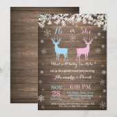 冬の鹿ジェンダーリビール招待状 招待状 (正面/裏面)