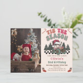 冬の鹿トラッククリスマスバースデーパーティーの写真 招待状 (スタンド正面)
