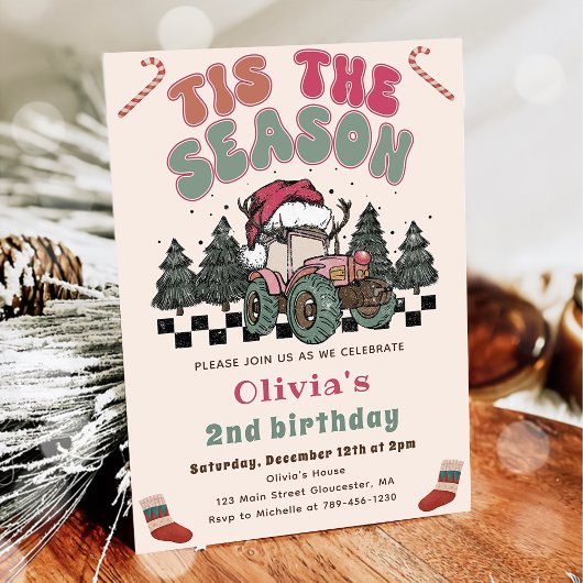 冬の鹿トラッククリスマスバースデーパーティー 招待状