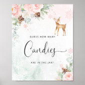 冬の鹿ピンクキャンディーズの数を推測するポスター ポスター (正面)