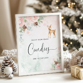 冬の鹿ピンクキャンディーズの数を推測するポスター ポスター