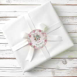 冬の鹿フローラベビーガールシャワー ラウンドシール