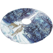 冬の鹿ワンダーランドクリスマスツリースカート ブラッシュドポリエステルツリースカート (アングル)