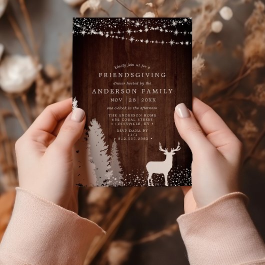 冬の鹿素朴の森の友だちディナー 招待状