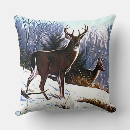 冬の鹿 クッション (裏面)