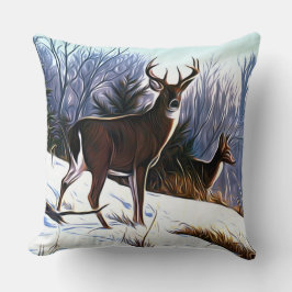 冬の鹿 クッション