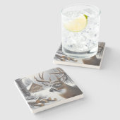 冬の鹿/バック・アート ストーンコースター (横)