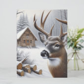 冬の鹿/雄鹿のアート シーズンカード (スタンド正面)