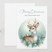 冬の鹿 & 雪の花の襟 シーズンカード (正面/裏面)