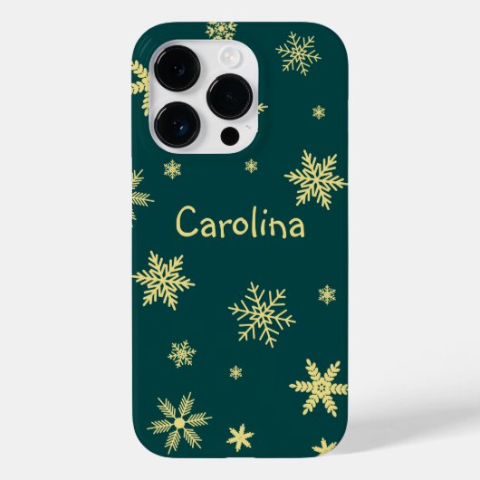 冬の黄色のティール（緑がかった色）パターン名 Case-Mate iPhoneケース (裏面)