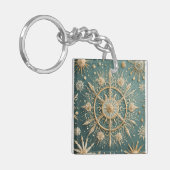 冬の黄金の抱擁：雪の結晶セレナーデ キーホルダー (正面左)