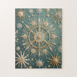 冬の黄金の抱擁：雪の結晶セレナーデ ジグソーパズル