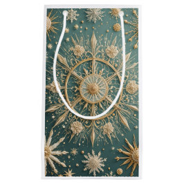 冬の黄金の抱擁：雪の結晶セレナーデ スモールペーパーバッグ