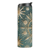 冬の黄金の抱擁：雪の結晶セレナーデ タンブラー (回転左)