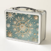 冬の黄金の抱擁：雪の結晶セレナーデ メタルランチボックス (裏面)