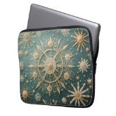 冬の黄金の抱擁：雪の結晶セレナーデ ラップトップスリーブ (正面左)