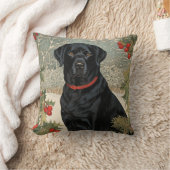冬の黒いラブラドール クッション (ブランケット)