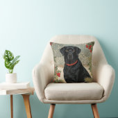 冬の黒いラブラドール クッション (椅子)