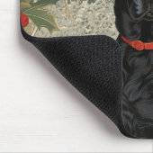 冬の黒いラブラドール マウスパッド (コーナー)