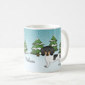 冬の黒とタンの短い髪のダシュント コーヒーマグカップ (正面右)