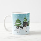 冬の黒とタンの短い髪のダシュント コーヒーマグカップ (左)